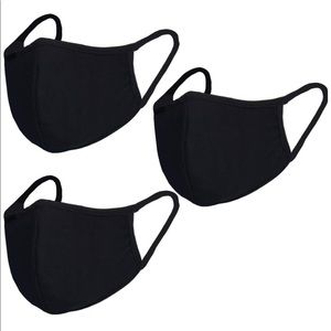 Black breathable and reusable face masks 3 pieces